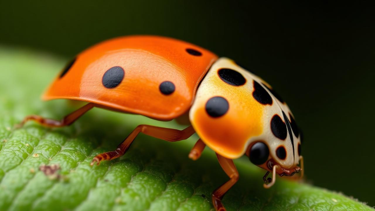 Coccinelle asiatique orange avec marque en M noir